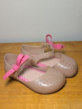 Mini Melissa Furadinha Mary Jane Shoes Pink Perforated Bow Toddler Girl Size 8